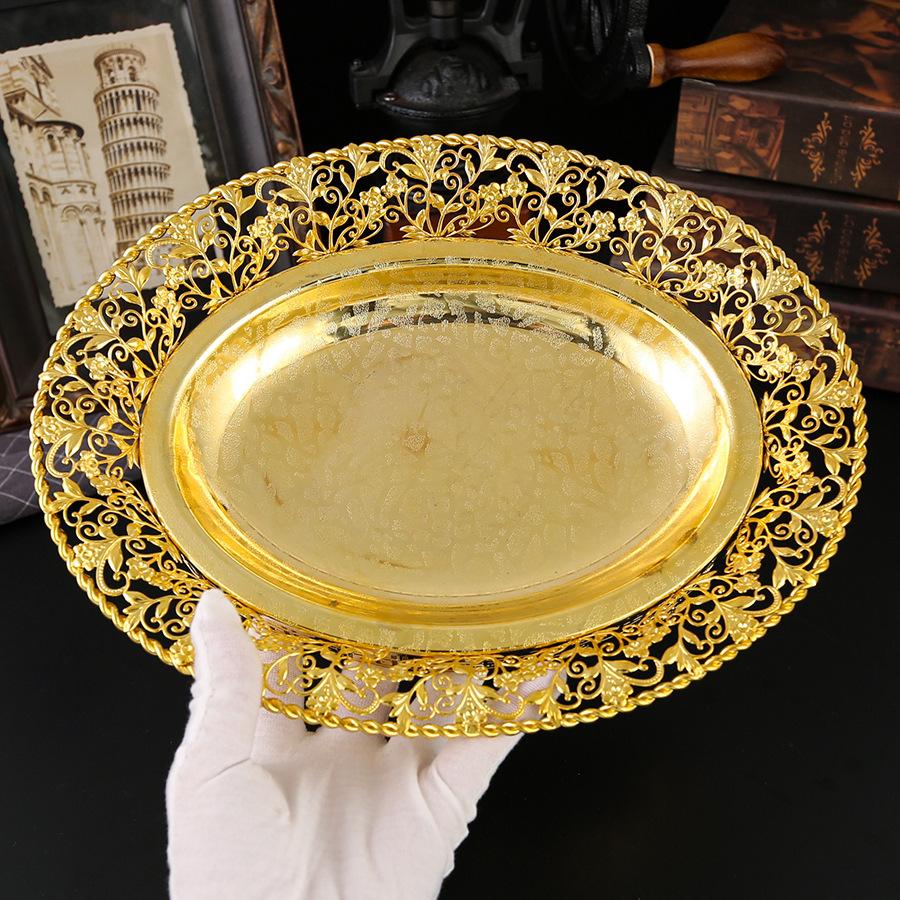 Light luxury lace European golden fruit plate Creative fruit plate Dried fruit plate High-end guest restaurant Cabaret tray Metal craftsmanship