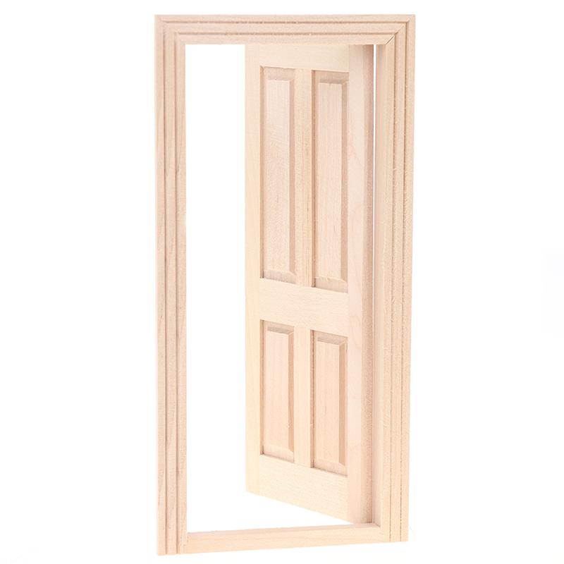 1/12 Dollhouse Miniature Wood External Door Unpainted Doll House Diy Accessories