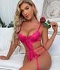 Lace Seamless Bodysuit Sexy Crotchless Lingerie Women See-Through Bra Sets Erotic Costumes Deep V Open Bra Fancy Porn Underwear