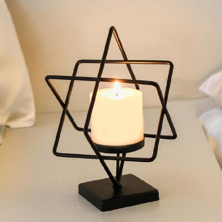 Nordic Iron Candle Holder Hollowed Geometric Square Globe Metal Tealight Candlestick for Table Centerpieces Decors