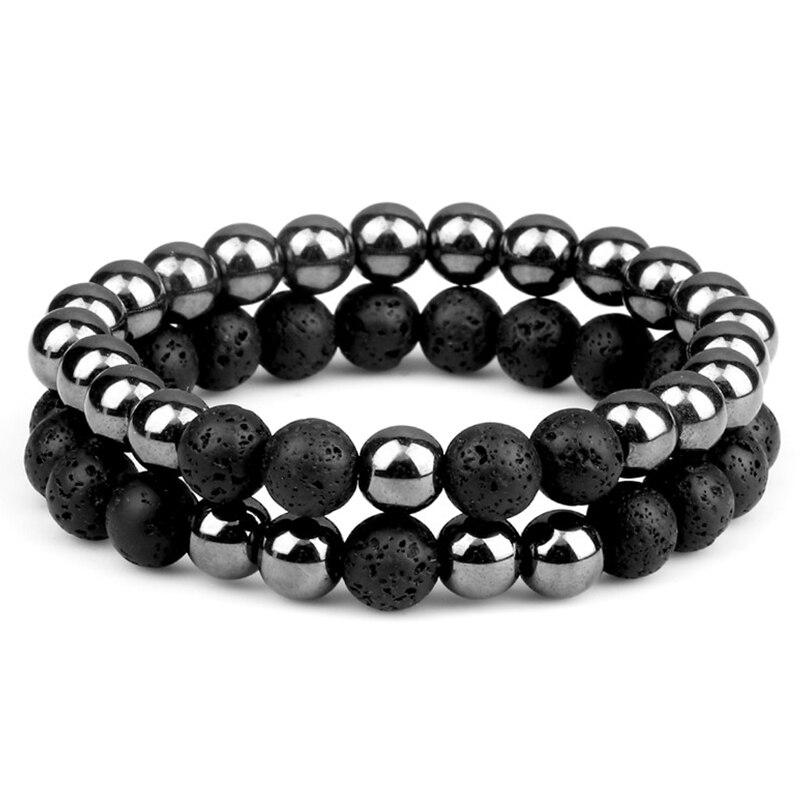 Hombres Y Mujeres Pulseras Discos De Piedra Negra Cuentas Hombres Y Mujeres Pulseras Discos De Piedra Negra Cuentas