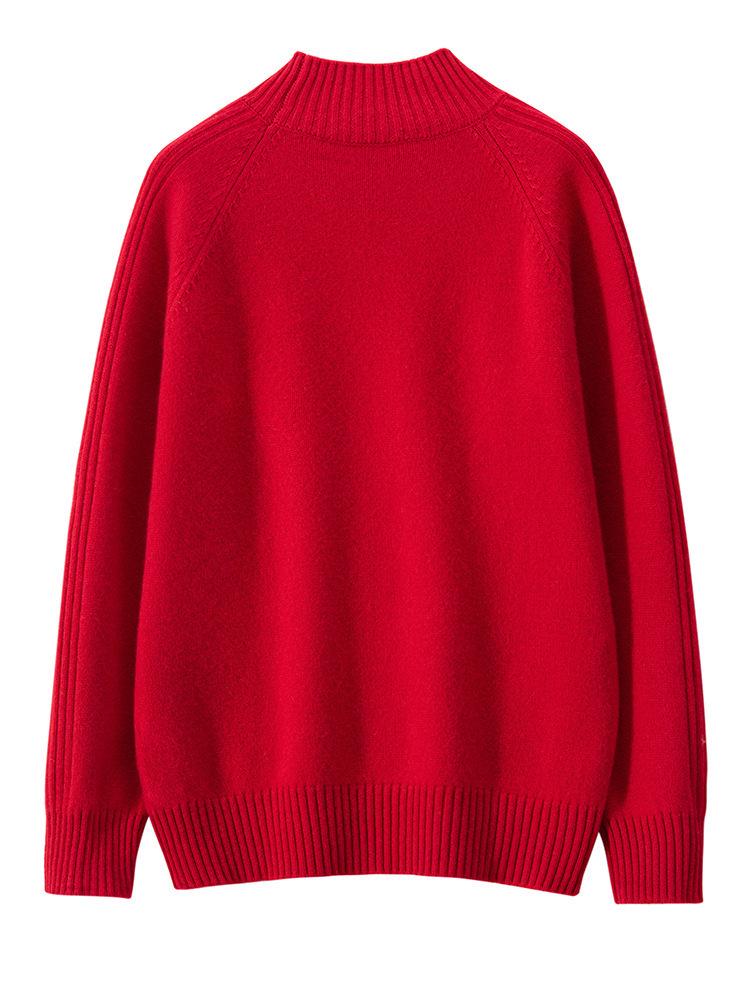 Women's Cashmere Slim-Fit Half-High Collar Pullover Sweater, Autumn/Winter 2023 Collection