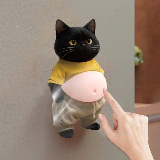 2Pcs 3D Belly Cat Anti-collision Sticker Anxiety Stress Relief Elastic Tummy Cartoon Kitten Decal Silicone Belly Animal Buffer Sticker