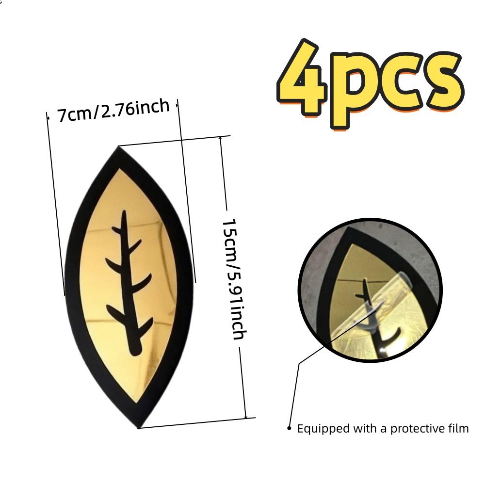 

4PCS Gold Leaf Shaped Wall Stickers, Mirror Self-Adhesive DIY Home Decoration 4pcs золотой