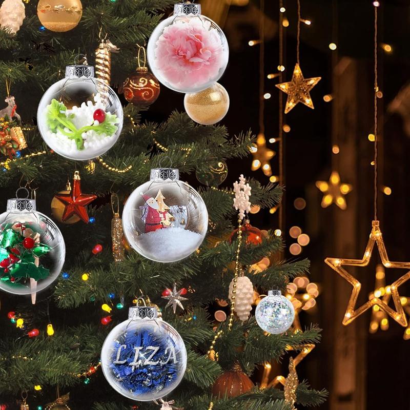 6Pcs Clear Fillable Christmas Ball Ornaments Xmas Tree Hanging Bauble Pendant 2025 Christmas Decoration For Home New Year Gifts