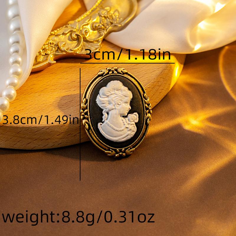 Retro Palace Style Medieval Beauty Head Brooches For Women Embossed Lapel Pins Casual Party Accessories New Year Gifts Friends