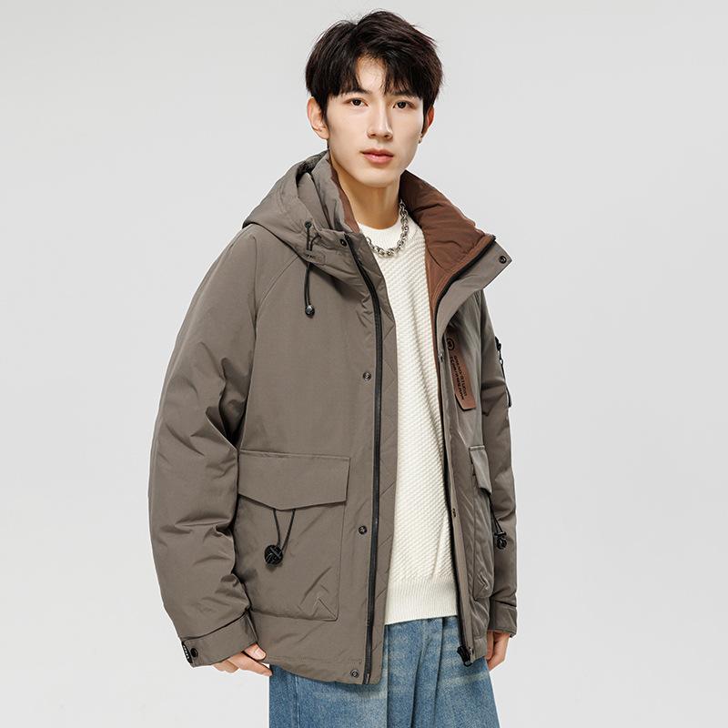 Men's Short Hooded Jacket Men's Sports Warm White Duck Down Thickened Casual Clothes