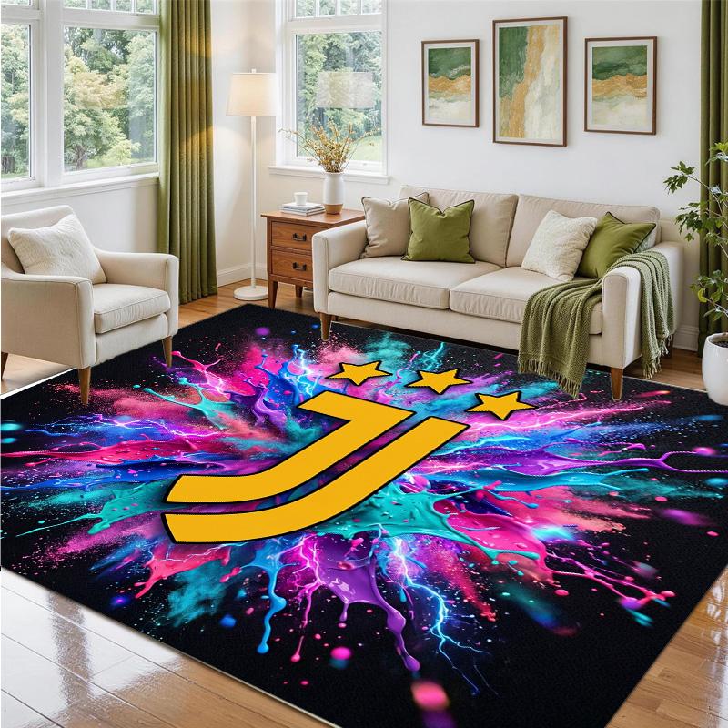Juventus FC Design Crystal Velvet Rug Soft Decorative Mat for Bedroom Entrance