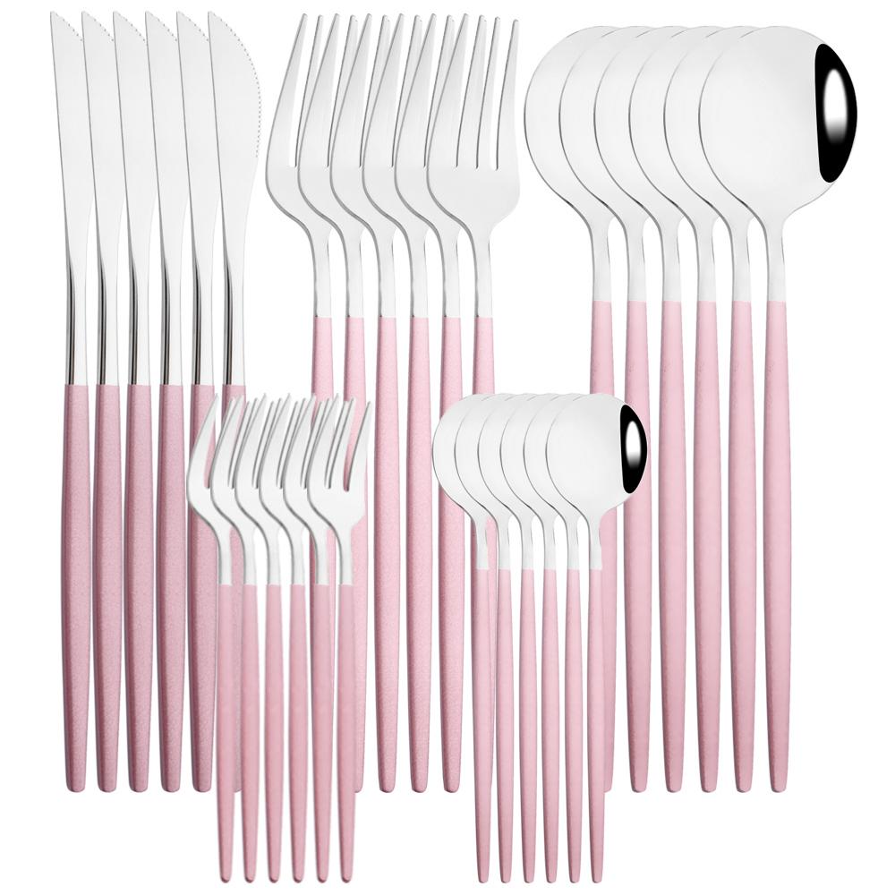 30Pcs Black Gold Cutlery Set Knife Fork Spoon Dinnerware Set Stainless Steel Cake Fork Teaspoon Tableware Party Kitchen Flatware