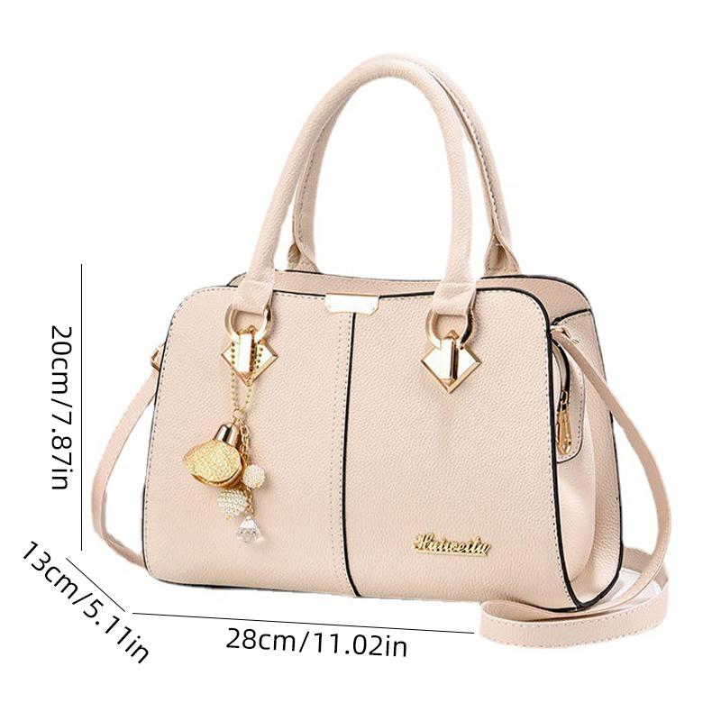 2025 New Handbags Large-capacity PU Waterproof Shoulder Bag Multi-layered Zipper Crossbody Bag Leisure Commuter Messenger Bag with Pendant