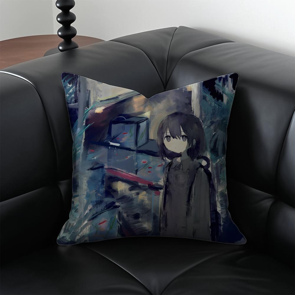anime cyberpunk SSerial EExperiments LLain Cushion Cover Pillow Case Antidustmite Invisible zipper silky plush cushion