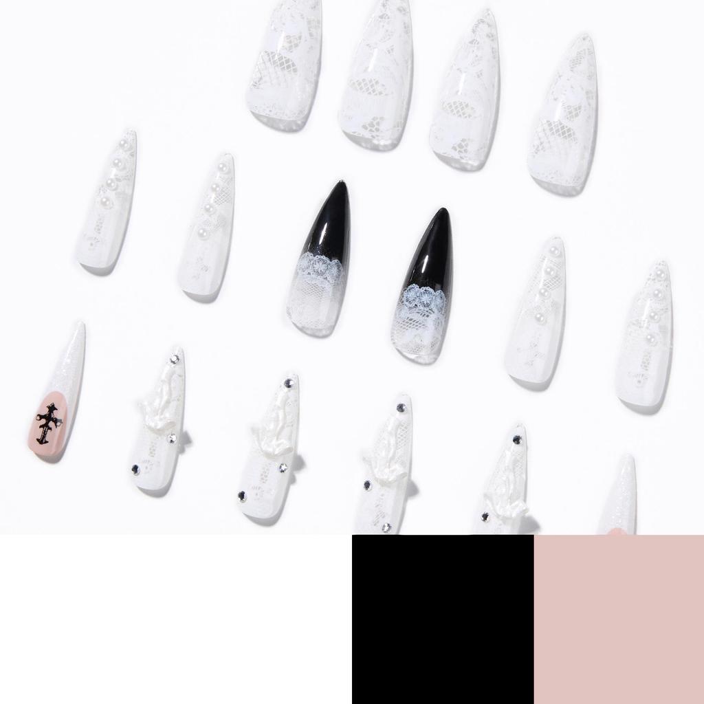 Dark Cool Spicy Wearable Long Pointed False Nails - European & American Style