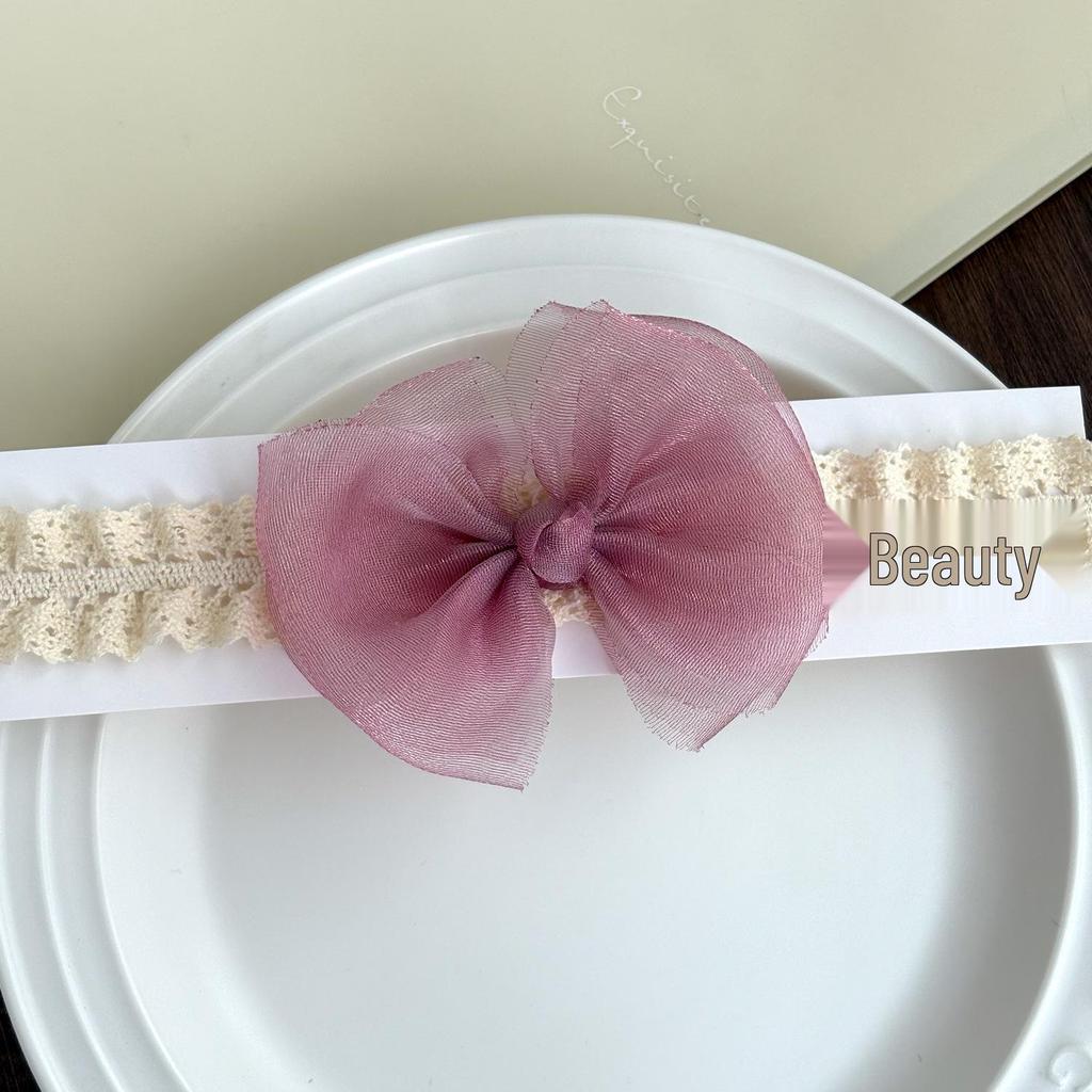 Korean Style Baby Headband: Pearlescent Gauze Bow for Girls' Full Moon, 100 Days, First Birthday, Princess Accessory