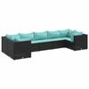 VidaXL Salon de jardin 7 pcs avec coussins Noir Résine tressée, ensemble de canapés d'extérieur, canapé d'angle de jardin, 3308260