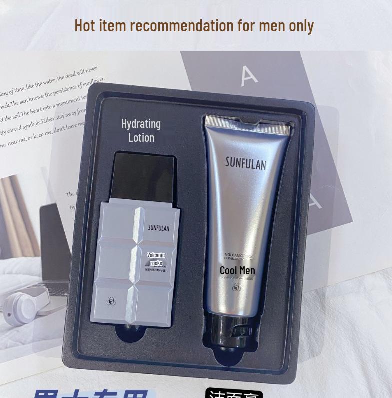 Sanfuren Volcanic Rock Men s Facial Cleanser & Toner Set - Moisturizing, Oil Control, & Hydrating.