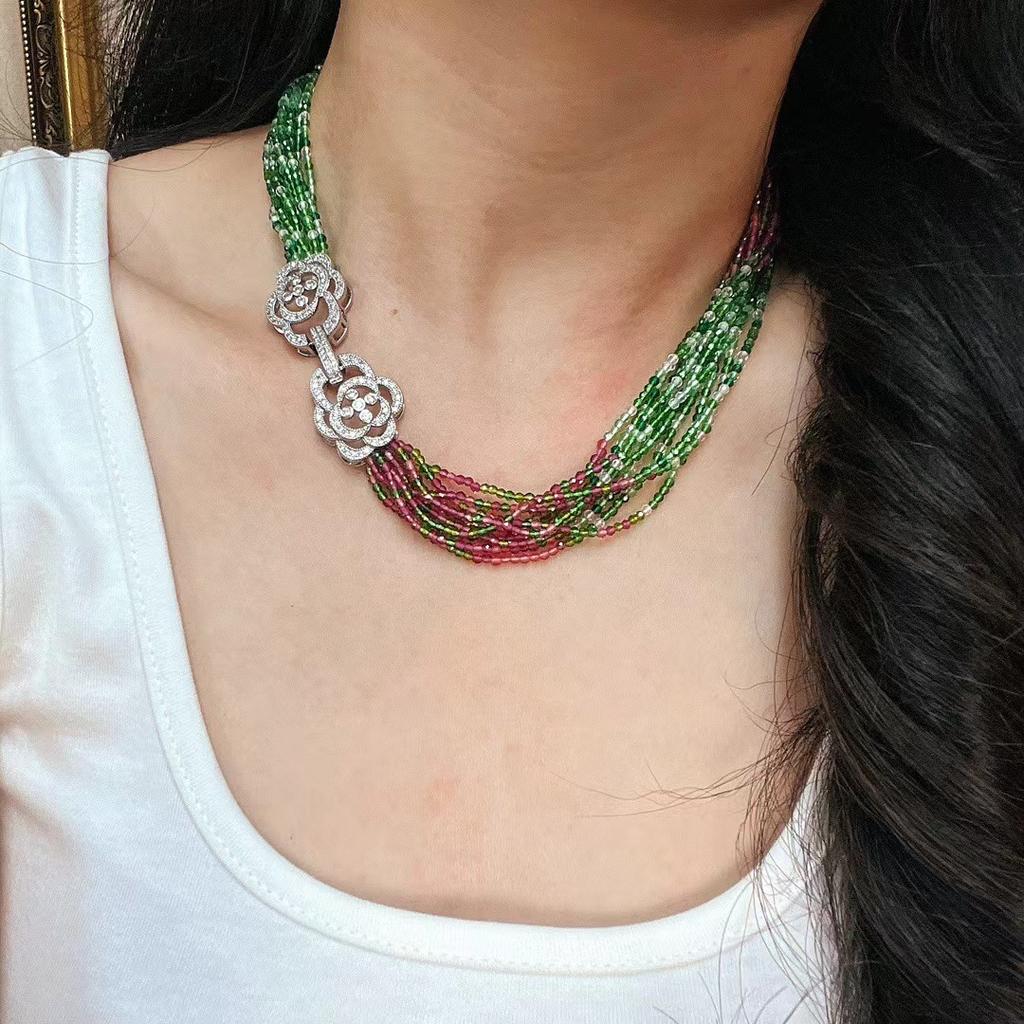 Retro Original Handmade Multi-Layer Crystal Necklace Lazy Design Stacked Neck Chain New Choker Item