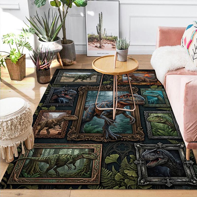Dinosaur Collection Pattern Rug Floor Mat for Living Room or Bedroom Soft and Comfortable Carpet a Gift for Birthday and Holiday.