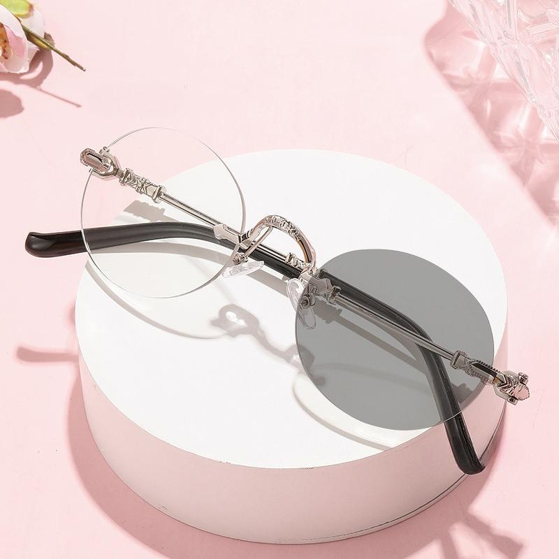 Photochromic Frameless Myopia Glasses Fashionable Cut Edge Luxury Designer Lenses Anti-Blue Light Eyeglasses -1.0 To -4.0