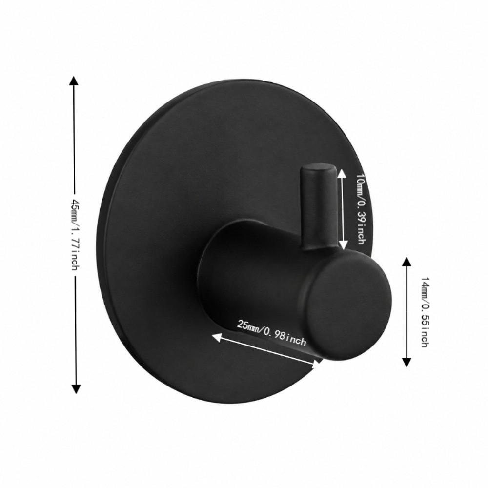 4 PCS Stainless Steel Adhesive Hook Black Silver Towel Hook Durable Wall Hook Space Saving