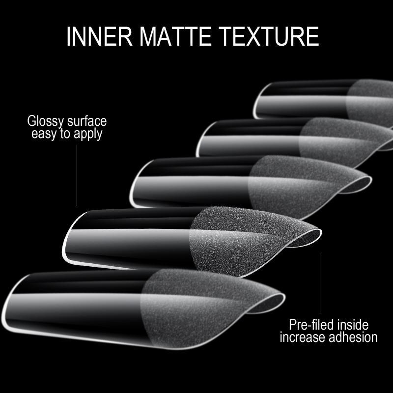 48Pcs Semi-Matte Press-On False Nails Medium Short Design Fake Nail Tips No Polishing Required for DIY Salon Home Use