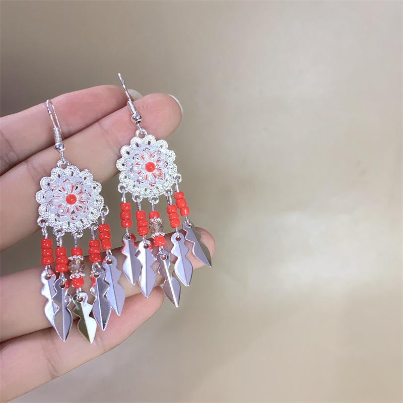 Ethnic style earrings Alloy silver-plated Miao ethnic minority Dong Yi earrings Earrings
