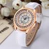 Men Women Couple Diamond-bordered Waterproof Leather Belt Luminous Quartz Watch Wristwatch
