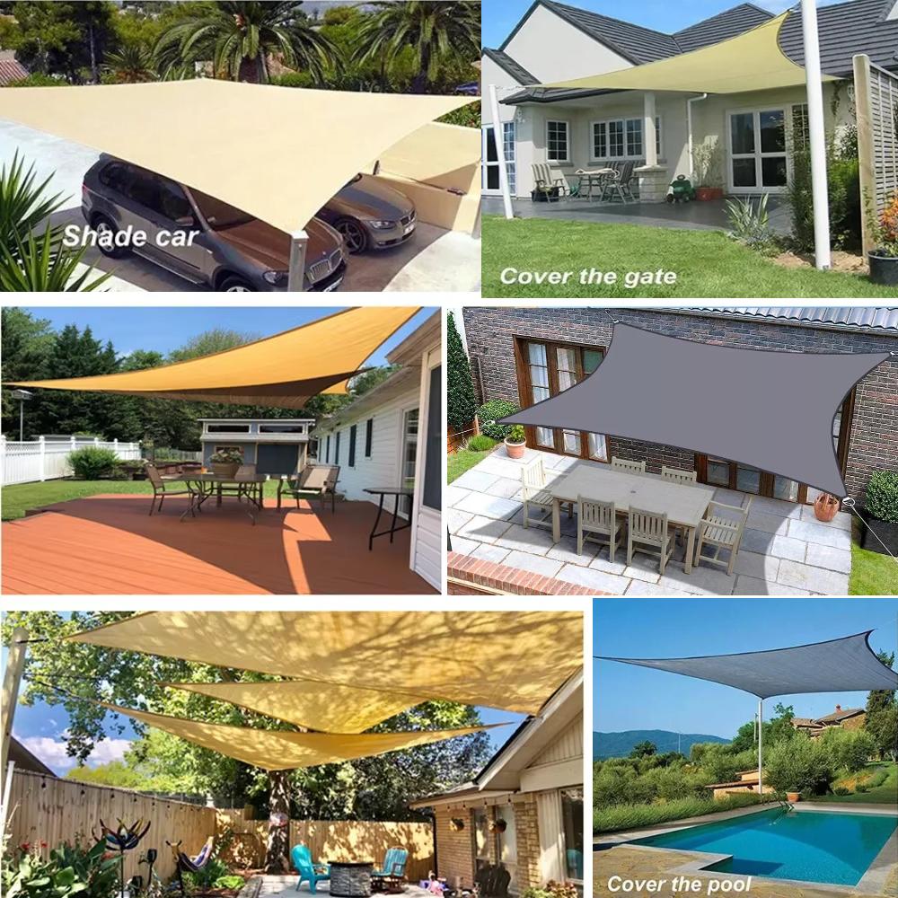 Sun Shade Sail 6m/5m/4M/3m/2M Triangle Rectangle UV Block Sunshade Cloth Canopy for Yard Deck Patio Backyard Lawn Garden Outdoor