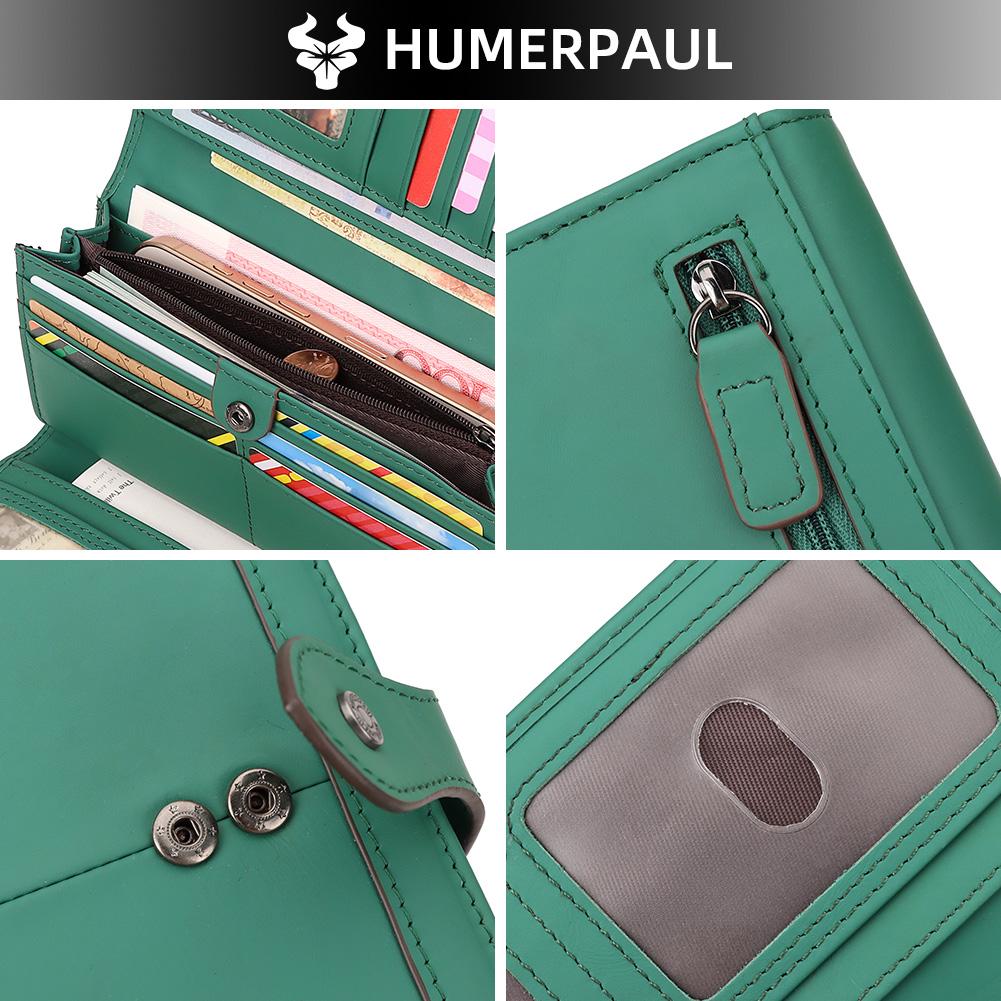 Humerpaul Women Wallet Long Leather Wallet Large-capacity Multi-card Clutch Wallet with Photo Window Coin Purse