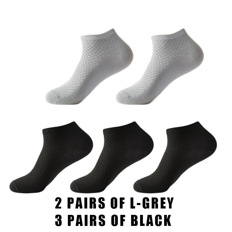 5 Pairs Men Short Socks Bamboo Fiber High Quality Crew Ankle Casual Business Breathable Soft Compression Low-Cut Socks for Male