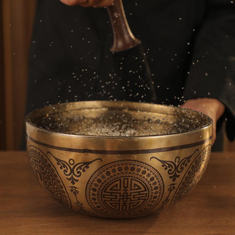 Handmade Nepalese Longevity Buddha Carved Singing Bowl Meditation Yoga Sound Healing Therapy
