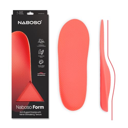 

Naboso Foam Insoles with Active Arch Support, Developed by Podiatrists in the U.S., Patented Texture, and Foot Stimulation, Red (N4)