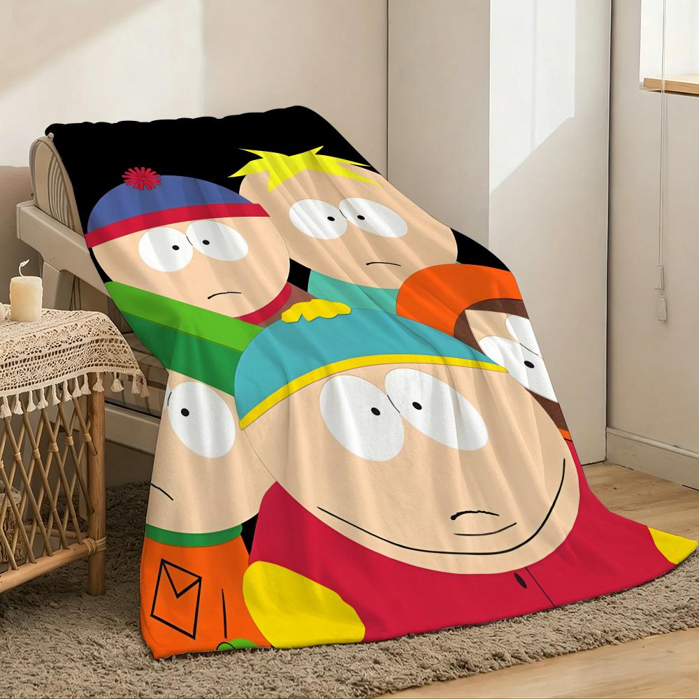 S-South Cartoon Park Throw Lightweight 240g Flannel Blanket Soft Skin-friendly for Summer Cooling 75X95CM