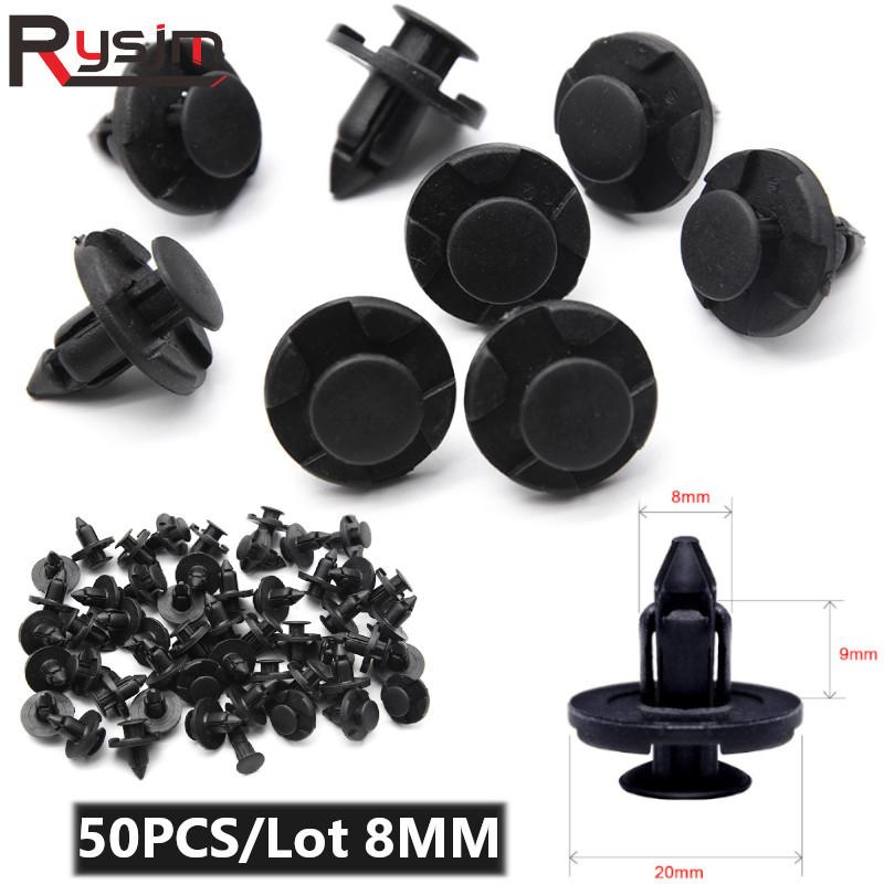 

50Pcs 8mm Universal Car Bumper Fastener Plastic Rivet Retainer Push Engine Cover Car Door Trim Panel Clip Fit for Nissan for kia