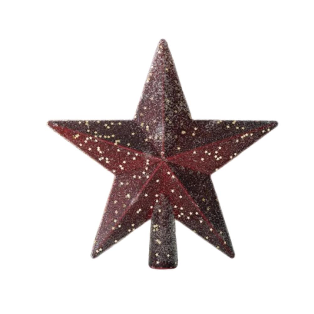 Durable Retro Christmas Tree Topper Star Plastic Reusable Xmas Top Pentagram Ornament Glitter Christmas Tree Ornament Hotel Mall
