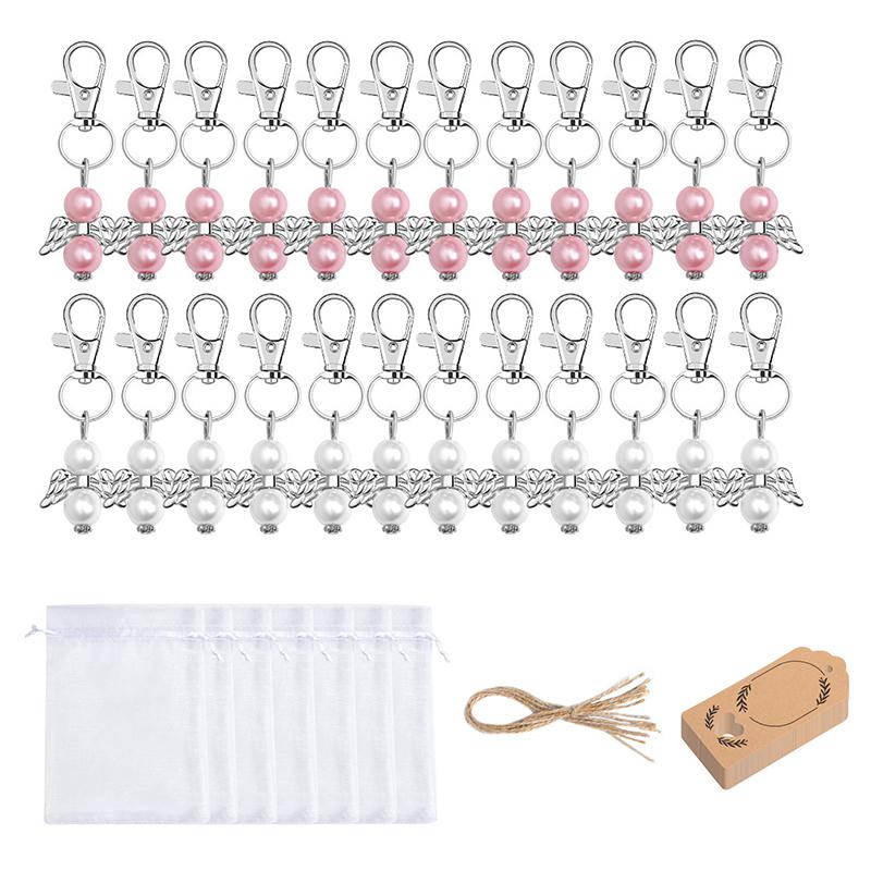 Guardian Angel Pendants, Pack Of 24 Wedding Favours, Guest Gifts, Guardian Angel With Organza Bag, Kraft Paper Tags For Wedding