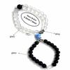 Magnetisches Partnerarmband Set Schwarz Weiß Mattierte Perlen Blaues Herz-Symbol Passender Schmuck für Verliebte Valentinstagsgeschenk Minimalistischer Stil Bequem