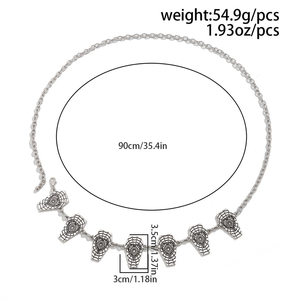 Ingemark Vintage Spider Web Cross Jesus Moon Waist Belly Chain for Women Goth Metal Belt Waistband Halloween Body Jewelry Gift