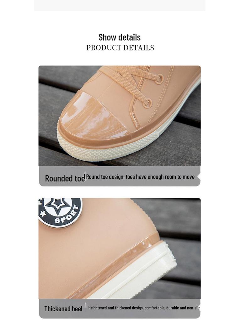 Trendige Damen-Regenstiefel im koreanischen Stil - Kurz, warm, Gummi, modische Schuhe für Studentinnen