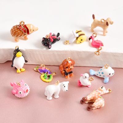 1pcs Fashion Girl Pendant Kawaii Animal Polar Bear Cat Charms For Jewelry Making Bracelets Keychains Y2k Style Oil Drip Pendants