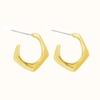 Classic Trendy Gold Color Irregular Acrylic C-shaped Pentagon Flower Stud Earrings for Women Korean Charm Jewelry Accessory Gift