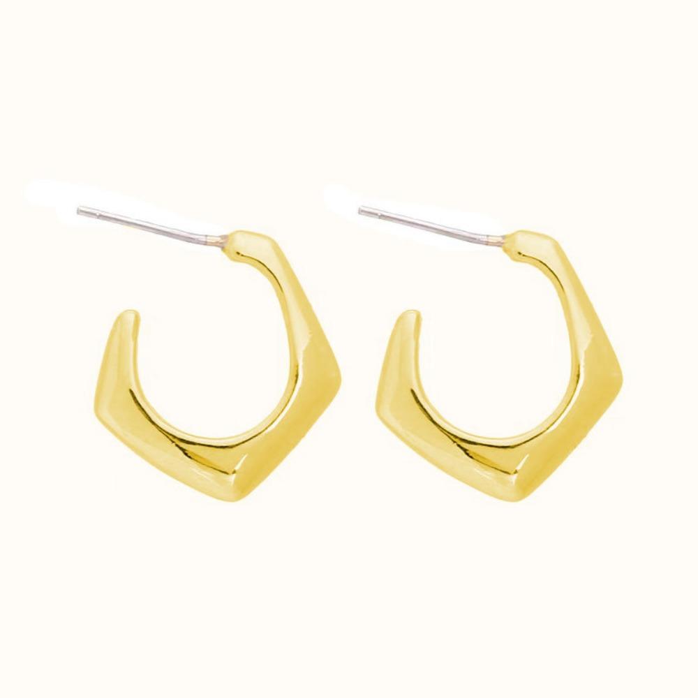 Classic Trendy Gold Color Irregular Acrylic C-shaped Pentagon Flower Stud Earrings for Women Korean Charm Jewelry Accessory Gift