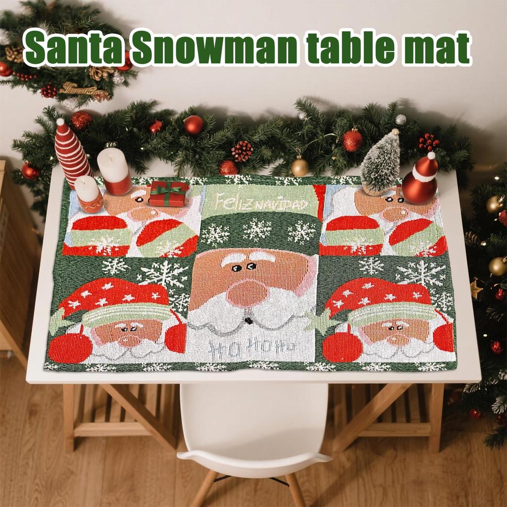 Christmas Decorations Snowman Table Mat Knitted Cloth Insulation Pad