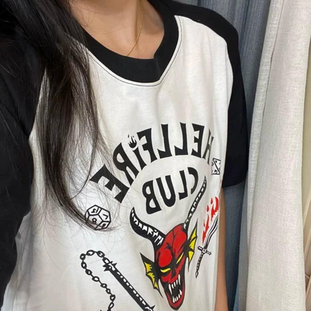 Erwachsene Stranger Hellfire Bedrucktes T-Shirt Damen Herren Unisex Langarm Top