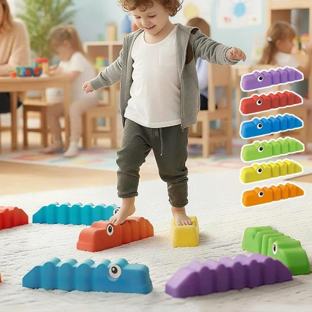 6PCS/Set Stepping Stones Balance Training Beam Crocodile Stepping Stones Parent-Child Game