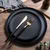 Minimalist Black Matte Ceramic Plates - Round & Square Options for Steak and Western Cuisine, Ideal for Homes
