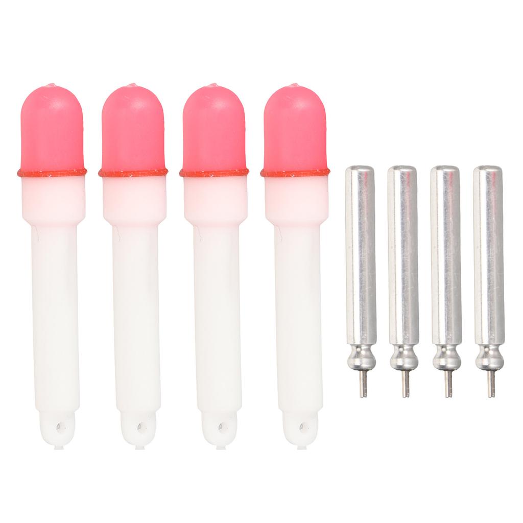4PCS Fishing Glow Sticks High Visibility Night Fishing Float Tail Light Fishing Rod Floats LED Glow Stick Steady Red