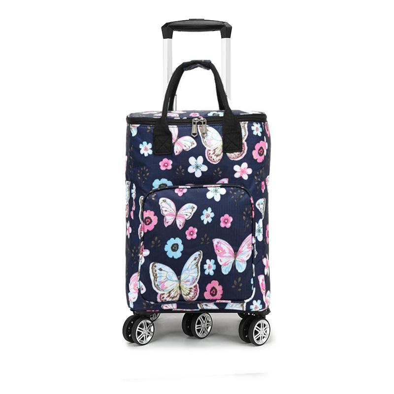 Folding Portable Grocery Shopping Cart with Bag - Household Supermarket Trolley