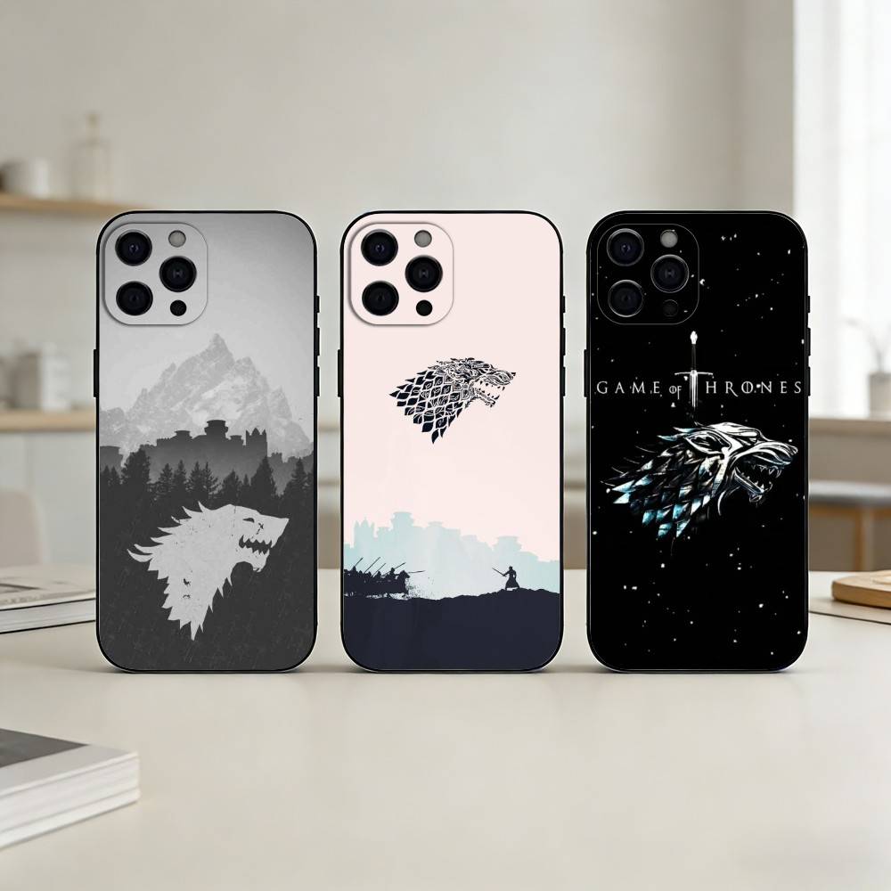 Winter Coming Stark Phone Case For iPhone 17,16,15,14,13,12,11 Plus,Pro Max,SE4Soft Silicone Black Cover