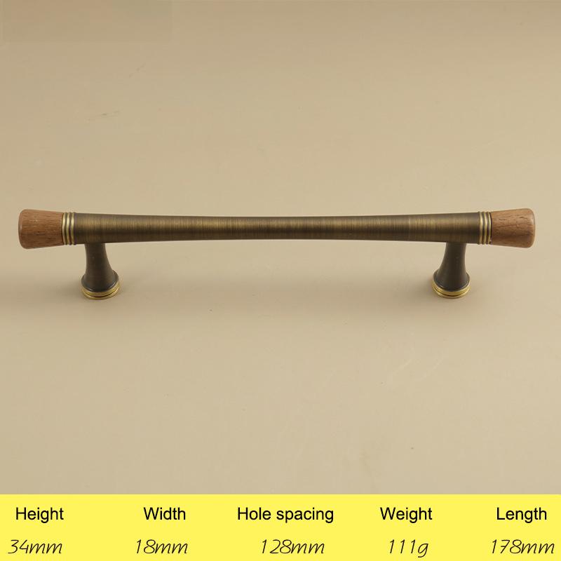 Vintage Look Nordic Cabinet Door Handle in Walnut and Brass for Clothing Storage