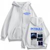 Rapper Pitbull I'm Back Tour  Print Zipper Hoodie Men Women Hip-hop Sweatshirt Long-sleeved Casual Gothic Punk Zip Up Jacket